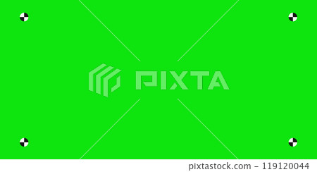 Green screen chroma key background, viewfinder camera frame, video film screen template, overlay. Cinema display with grid. 119120044