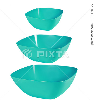 empty plastic bowl isolated on white background. Set of plastic bowls set 119120127