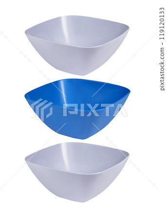 empty plastic bowl isolated on white background. Set of plastic bowls set 119120133