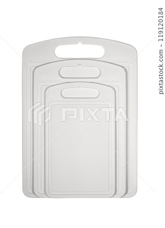 Chopping plastic cutting board set of three on white background. cutting board utensil Chopping plastic cutting board set of three on white background. cutting board utensil 119120184