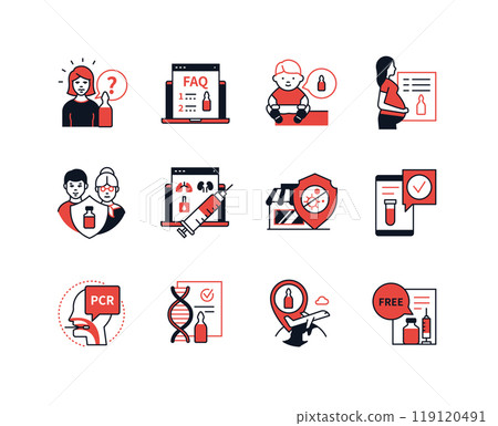 Vaccination - modern line design style icons set 119120491