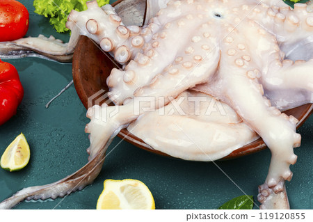 Whole frozen octopus. Whole frozen octopus. 119120855