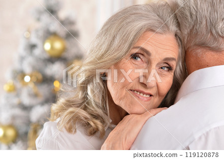 couple old and mature seniors enjoying and having fun together celebrating the new year couple old and mature seniors enjoying and having fun together celebrating the new year 119120878