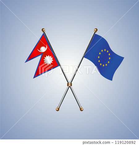 Nepal and European Union flags. Vector Illustration Nepal and European Union flags. Vector Illustration 119120892