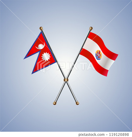 Nepal and French Polynesia flags. Vector Illustration Nepal and French Polynesia flags. Vector Illustration 119120898