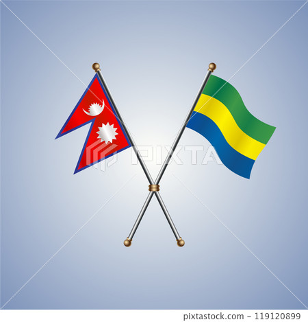 Nepal and Gabon flags. Vector Illustration 119120899