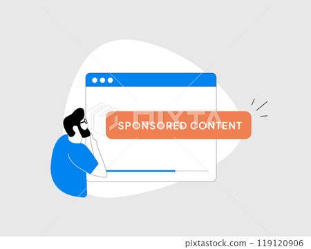 Transparency in content marketing and sponsored content builds trust. Highlight clear disclosure, honest communication and ethical marketing for better audience engagement. Vector illustration 119120906