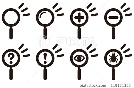 Vector illustration set of various magnifying glasses and loupes Vector illustration set of various magnifying glasses and loupes 119121393