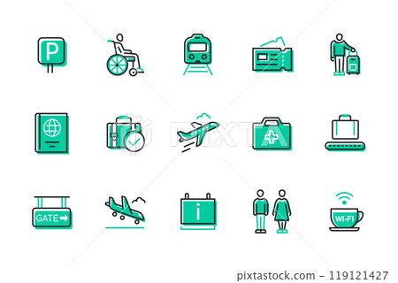 Travel abroad - set of line design style icons - Stock Illustration ...