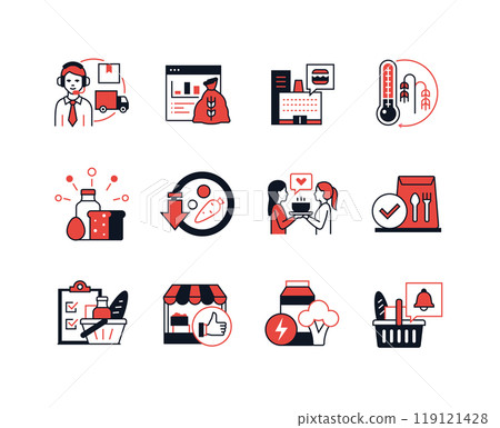 Food Industry and crisis - line design style icons set 119121428