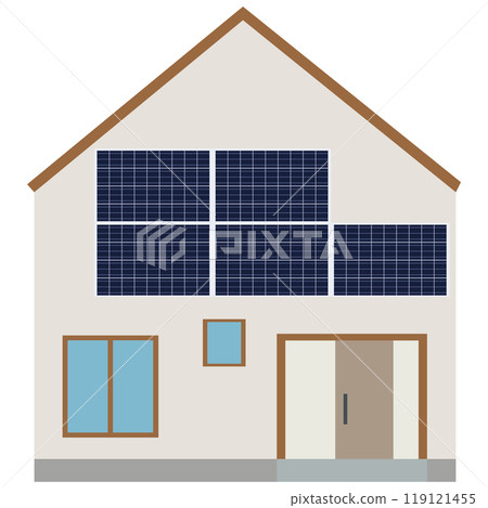 使用房屋牆壁上的太陽能電池板的太陽能發電系統的插圖 119121455