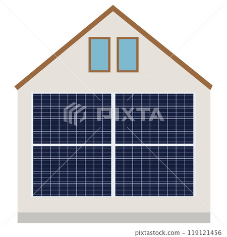 使用房屋牆壁上的太陽能電池板的太陽能發電系統的插圖 使用房屋牆壁上的太陽能電池板的太陽能發電系統的插圖 119121456