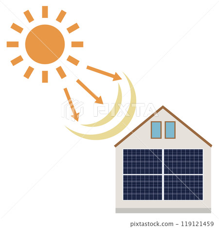 使用房屋牆壁上的太陽能電池板的太陽能發電系統的插圖 119121459