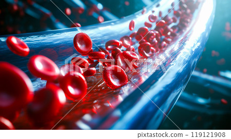 Hyperlipidemia, atherosclerotic plaque. High cholesterol in blood vessel. Hyperlipidemia, atherosclerotic plaque. High cholesterol in blood vessel. 119121908