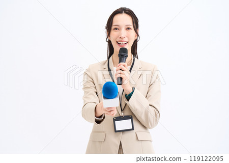 Interviewer, reporter, presenter, announcer, interview, entertainment 119122095