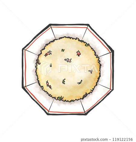 Hand-drawn illustration of fried rice 119122156
