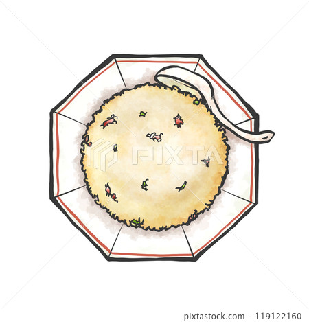 手寫毛筆繪畫風格炒飯插畫 119122160