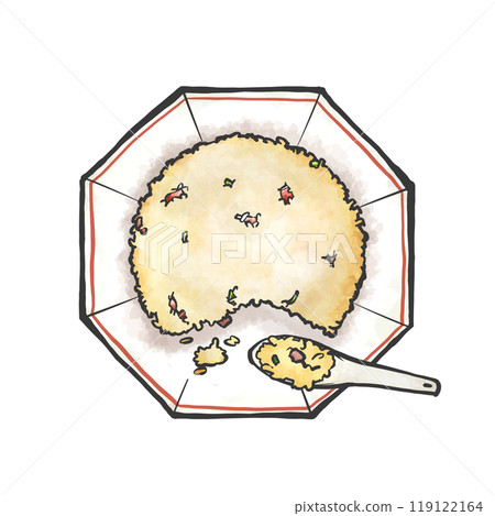 手寫毛筆繪畫風格炒飯插畫 119122164