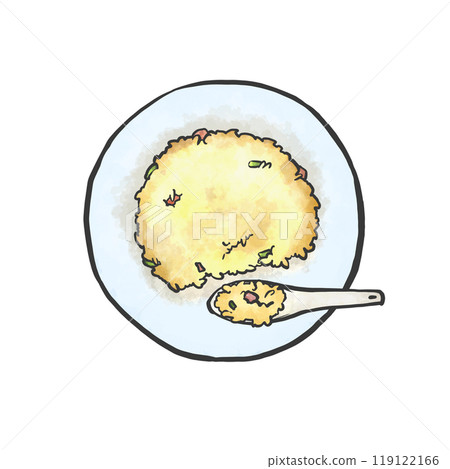 半炒飯手寫筆畫風格插畫 119122166