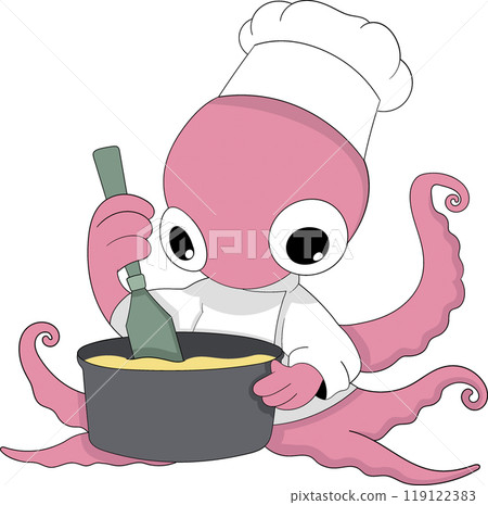Expert Octopus Chef Stirring A Pot With Professional Culinary Skills 119122383
