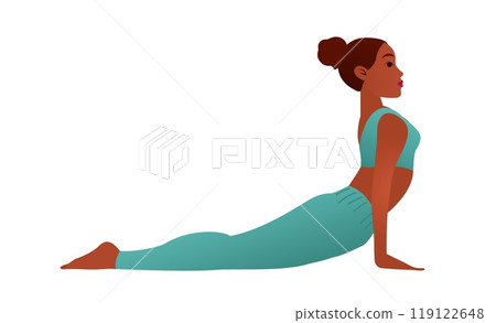 Yogini in Cobra Pose Bhujangasana Backbend Yoga Stretch Vector Illustration 119122648