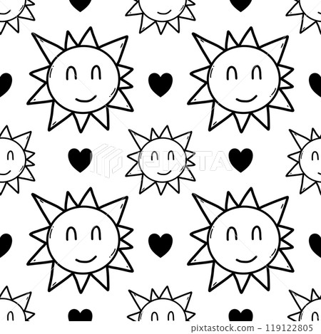 seamless pattern background with cute cartoon sun 119122805
