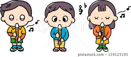 Children playing recorders Children playing recorders 119123193