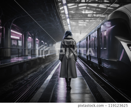 The girl is waiting for the train The girl is waiting for the train 119123625