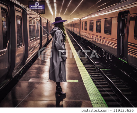 The girl is waiting for the train The girl is waiting for the train 119123626