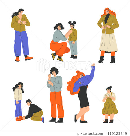 People Character Dress Up Put On Clothes Vector Set People Character Dress Up Put On Clothes Vector Set 119123849