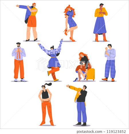 People Character Dress Up Put On Clothes Vector Set 119123852