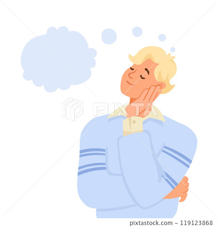 Man Character Dreaming with Cumulus Cloud Imagining Vector Illustration 119123868