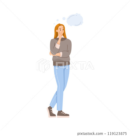 Woman Character Dreaming with Cumulus Cloud Imagining Vector Illustration Woman Character Dreaming with Cumulus Cloud Imagining Vector Illustration 119123875