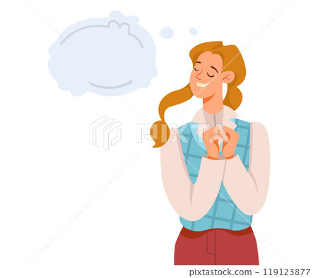 Woman Character Dreaming with Cumulus Cloud Imagining Vector Illustration 119123877