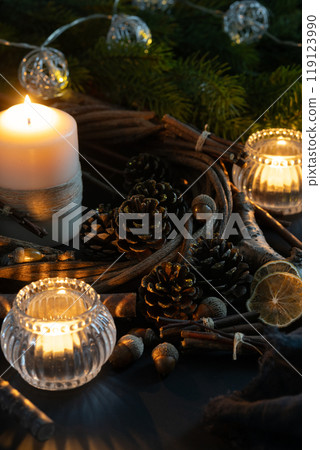Christmas table arrangement Christmas table arrangement 119123990