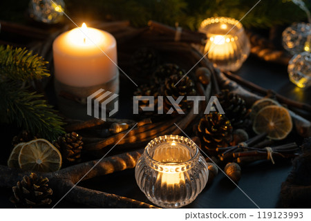 Christmas table arrangement Christmas table arrangement 119123993