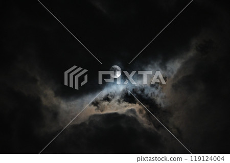 Full moon hidden by clouds, moon, harvest moon, space, sky, solar system, celestial body Full moon hidden by clouds, moon, harvest moon, space, sky, solar system, celestial body 119124004