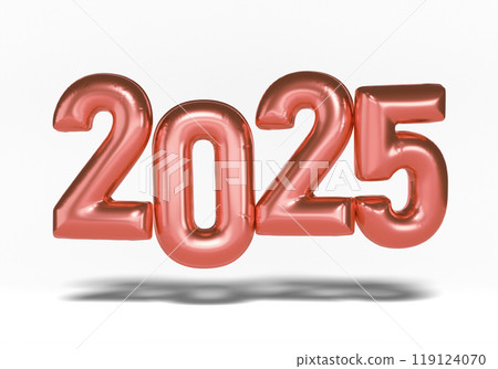 2025 number balloon rosegold color 3D graphic 119124070