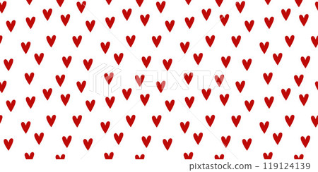 Seamless Red heart pattern and background vector illustration. Flat Cartoon Romantic Template for Textile, Fabric, Valentine day decoration, Gift Wrapping Paper. February season Love Graphic Art. Seamless Red heart pattern and background vector illustration. Flat Cartoon Romantic Template for Textile, Fabric, Valentine day decoration, Gift Wrapping Paper. February season Love Graphic Art. 119124139