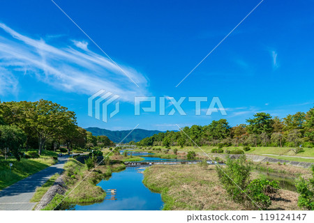 從京都市北大路橋眺望鴨川 119124147