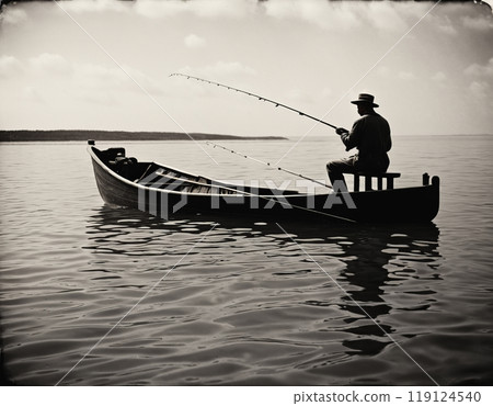 Fisherman in a boat 119124540