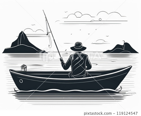 Fisherman in a boat 119124547