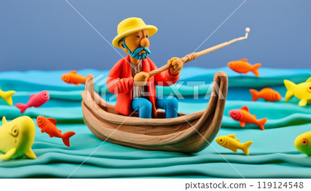 Fisherman in a boat 119124548