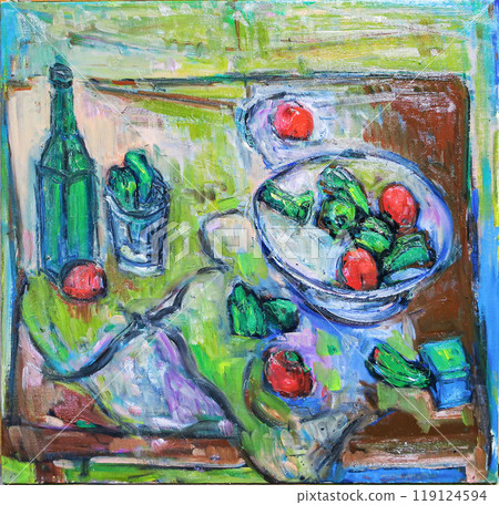 Peppers and tomatoes oil painting 119124594