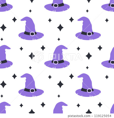 halloween seamless pattern witch hat 119125054