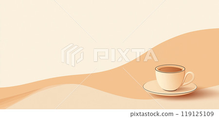 Coffee cup sits quietly on a simple surface Coffee cup sits quietly on a simple surface 119125109