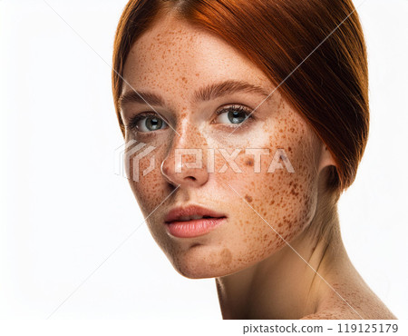 Woman Suffering From Sun Damage Actinic Keratosis 119125179