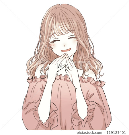 Smiley woman in pink clothes 119125401