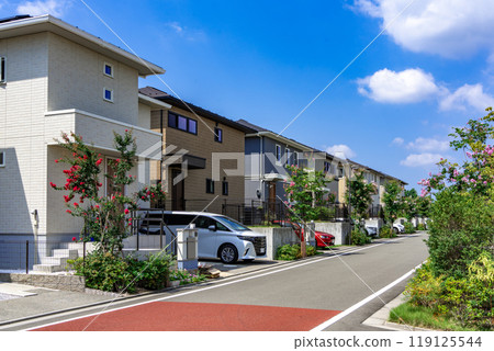 Detached housing area and refreshing blue skies 119125544