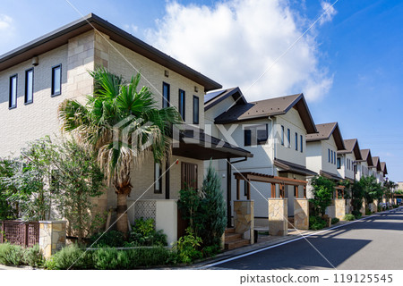 Detached housing area and refreshing blue skies 119125545